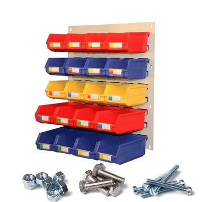 Plastic Tool Parts Box Stackable Back Hanging Plastic Storage Bin For Parts Storage