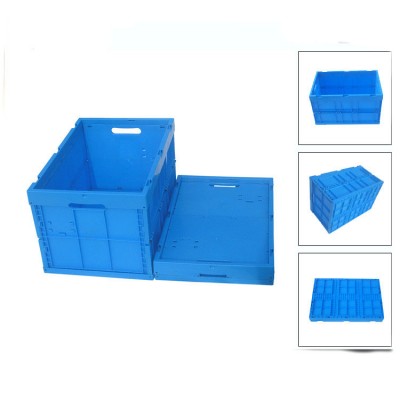 Euro Stacking Closed Foldable Plastic Crates Attached Lid Containers